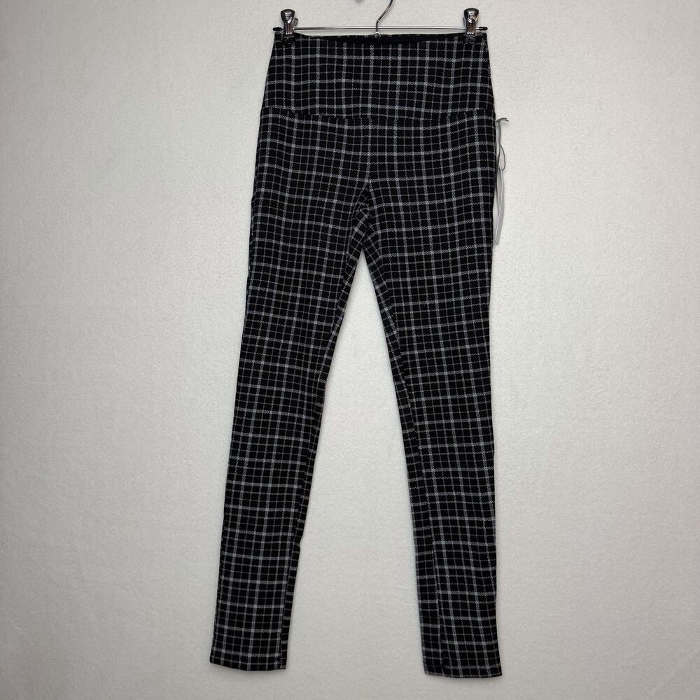 Liz Claiborne Women's Black Plaid 4-Way Stretch Leggings Size XS Casual Workwear